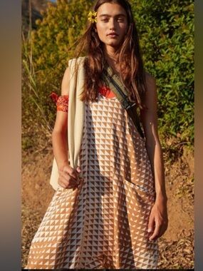 FP Movement by Free People hot shot printed onesie in geometric tan size XL